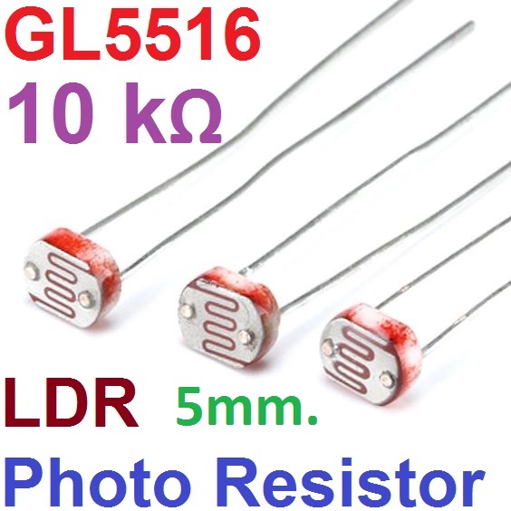 LDR 10k GL5516 Photoresistor Light Sensitive Resistor 5mm Photoresistor Photoelectric Switch Photo Detector Element Light