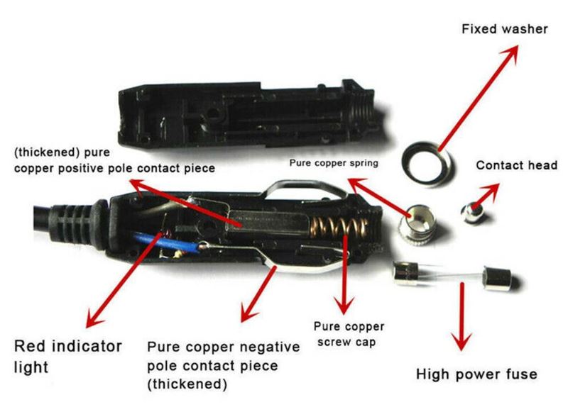 หัวเสียบที่จุดบุหรี่รถยนต์ 12V/24V ตัวผู้ มีฟิวส์ 10A ในตัว มีไฟสถานะ bakelite car with lamp cigarette lighter plug cigar head plug 12V high current car charger plug ปลั๊กที่จุดบุหรี่