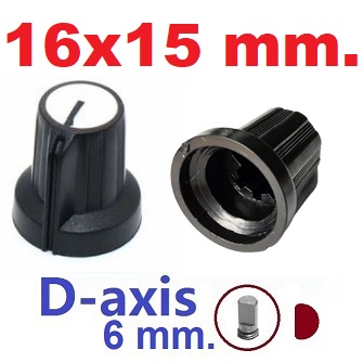 ลูกบิด 16x15mm. D-axis Potentiometer cap 16*15MM plastic knob switch knob encoder cap D-axis handle ลูกบิดโวลุ่ม วอลลุ่ม