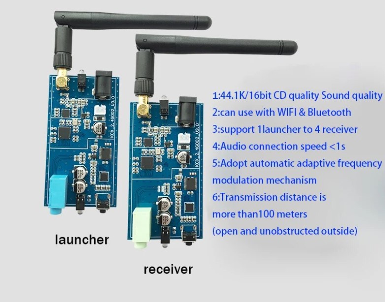 โมดูลรับส่งสัญญาณเสียงไร้สาย 2.4G Wireless Stereo Audio high-fidelity audio receiving and transmitting module ISM Band 16Bit/44.1KSPS