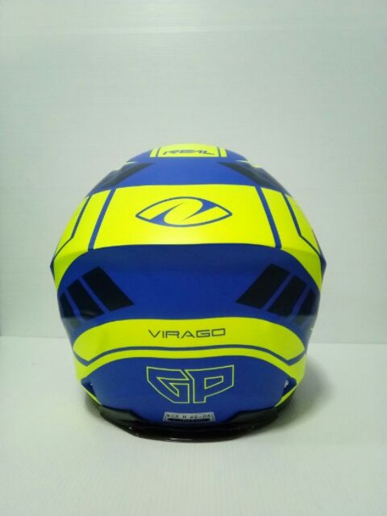 🔥หมวกกันน็อค REAL HORNET VIRAGO สีน้ำเงินเข้มด้านลายเหลือง ชิวปรอท