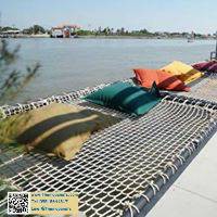 ตาข่ายนอนกลางแจ้ง Polyester 8 mm. ช่องตา 5 x 5 cm. สีขาว (ฟรี⚡️⚡️เชือกพันติดตั้ง) ใช้งานได้นาน ทนแดด นอนสบาย