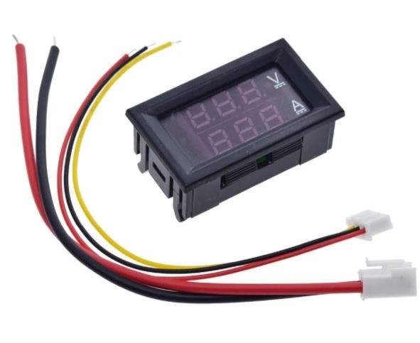 มิเตอร์ วัดแรงดันและกระแส DC 0-100V 10A ขนาด 48x29 mm. Digital Voltmeter Ammeter Dual Display Voltage Current Meter Panel Amp Volt Measure 0.28" Red Blue LED