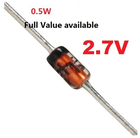 ซีเนอร์ไดโอด 2.7V 1/2W zener diode (0.5W) (500mW) DO-35