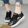 รองเท้าผ้าใบ หนัง PU Flashion แบ๊วๆสไตล์เกาหลี (ดำ)