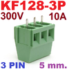 KF128-3P 5mm. Connector 3pin 300V 10A pcb Screw Universal Terminal block