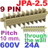 JPA2.5 Pitch 10mm.660V 24A 9PIN through the wall fence high current terminal block
