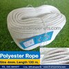 Size 4mm. เชือกถักสีขาว เชือกมัดเสาธง เชือกโพลีเอสเตอร์เกรดA ยาว 100 เมตร/ม้วน