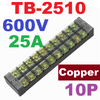 TB-2510 Terminal Block 600V 25A Copper Wire Busbars เทอร์มินอลบล็อก โลหะทองแดง