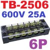 TB-2506 เทอร์มินอล บล็อก 600V 25A TB Series 6 Positions Ways Dual Row Barrier Screw Terminal Block Wire Connector