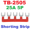 TB-2505 จั้มเปอร์ 5 ช่อง สีแดง สำหรับเทอร์มินอลบล็อก 25A Jumper Bar for Terminal Block 5 pin Connector Bar red color