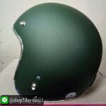 หมวกกันน็อคคลาสสิค วินเทจ สีเขียวขี้ม้าด้าน