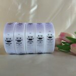 ป้ายคอเสื้อ เนื้อริบบิ้นซาติน 2.5 ซม. ริบบิ้นสีขาว 1 พิมพ์ดำ 5 ม้วน