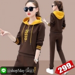 🔥 ชุดเซต 2 ชิ้น เสื้อแขนยาวมีฮูด+กางเกงขายาว สไตล์สปอร์ต