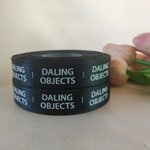 ป้ายคอเสื้อ เนื้อริบบิ้นซาติน 2.0 ซม. ริบบิ้นสีดำ 1 พิมพ์ขาว 2 ม้วน