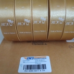 ป้ายคอเสื้อ เนื้อริบบิ้นซาติน 2.5 ซม. ริบบิ้นสีทอง 103 พิมพ์ขาว 5ม้วน