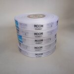 ป้ายคอเสื้อ เนื้อริบบิ้นซาติน 1.3 ซม. ริบบิ้นสีขาว 1 พิมพ์ดำ 5 ม้วน