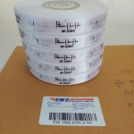 ป้ายคอเสื้อ เนื้อริบบิ้นซาติน 1.3 ซม. ริบบิ้นสีขาว 1 พิมพ์ดำ 5 ม้วน