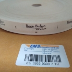 ป้ายคอเสื้อ เทปละเอียด 2.5 ซม.พิมพ์น้ำตาล 1 ม้วน