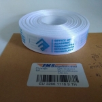 ป้ายคอเสื้อ เนื้อริบบิ้นซาติน 2.5 ซม. ริบบิ้นสีขาว 1 พิมพ์ฟ้า 1 ม้วน