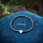 💛หินเฮมาไทต์(ทอง)🤍Seashell heart (หิน 4 มิล)