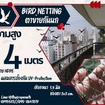 ตาข่ายกันสัตว์เล็ก กันนก bird netting ความสูง 4 เมตร รุ่นเชือกหนา 1.5 มิล ผสมสารป้องกัน UV-Protection อายุการใช้งานกลางแจ้ง มากกว่า 7-8 ปี