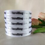 ป้ายคอเสื้อ เนื้อริบบิ้นซาติน 1.3 ซม. ริบบิ้นสีขาว 1 พิมพ์ดำ 5 ม้วน