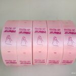 ป้ายคอเสื้อ เนื้อริบบิ้นซาติน 2.5 ซม. ริบบิ้นสีชมพู 64a 1 พิมพ์ชมพู 5 ม้วน