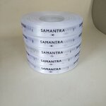 ป้ายคอเสื้อ เนื้อริบบิ้นซาติน 1.3 ซม. ริบบิ้นสีขาว 1 พิมพ์ดำ 5 ม้วน