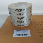 ป้ายคอเสื้อ เนื้อริบบิ้นซาติน 1.3 ซม. ริบบิ้นสีครีม S-2 พิมพ์ดำ 5 ม้วน