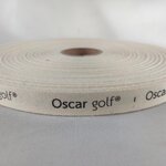 ป้ายคอเสื้อ เทปละเอียด 1.5 ซม.พิมพ์น้ำตาล 1 ม้วน