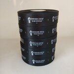 ป้ายคอเสื้อ เนื้อริบบิ้นซาติน 2.5 ซม. ริบบิ้นสีดำ 2 พิมพ์ขาว 5 ม้วน