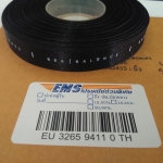 ป้ายคอเสื้อ เนื้อริบบิ้นซาติน 1.3 ซม. ริบบิ้นสีดำ 2 พิมพ์ ขาว 1 ม้วน