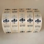 ป้ายคอเสื้อ เนื้อริบบิ้นซาติน 2.5 ซม. ริบบิ้นสีครีม s-2 พิมพ์ดำ 5 ม้วน