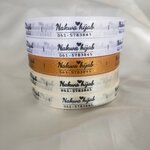 ป้ายคอเสื้อ เนื้อริบบิ้นซาติน 1.3 ซม. ริบบิ้นคละสี พิมพ์ดำ 5 ม้วน