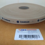 ป้ายคอเสื้อ เทปละเอียด 1.5 ซม.พิมพ์น้ำเงิน 1 ม้วน