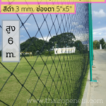 ตาข่ายฟุตบอล ฟุตซอล สีดำ ขนาด 3 มิล ช่องตา 12x12 CM. **ความสูง 6 เมตร** มีความยาวให้เลือก