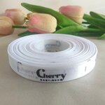 ป้ายคอเสื้อ เนื้อริบบิ้นซาติน 1.3 ซม. ริบบิ้นสีขาว 1 พิมพ์ดำ 1 ม้วน