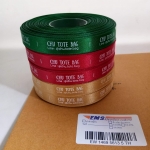 ป้ายคอเสื้อ เนื้อริบบิ้นซาติน 1.3 ซม. ริบบิ้นคละสี พิมพ์ขาว5 ม้วน