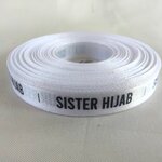 ป้ายคอเสื้อ เนื้อริบบิ้นซาติน 1.3 ซม. ริบบิ้นสีขาว 1 พิมพ์ดำ 1 ม้วน