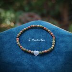 💚หินยูนาไคต์🤍Seashell heart (หิน 4 มิล)