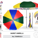Leo ร่มสนาม แม่ค้า สำหรับขายของ ขนาด2.25เมตร ผ้าใบคูนิล่อนกันน้ำ กันแดด ซี่ไฟเบอร์ไม่ขึ้นสนิม สีสลับ4สี