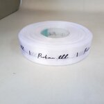 ป้ายคอเสื้อ เนื้อริบบิ้นซาติน 2.0 ซม. ริบบิ้นสีขาว 1 พิมพ์ดำ 1 ม้วน