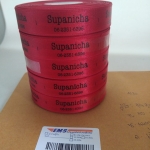 ป้ายคอเสื้อ เนื้อริบบิ้นซาติน 2.0 ซม. ริบบิ้นสีแดง พิมพ์ดำ 5 ม้วน