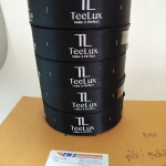 ป้ายคอเสื้อ เนื้อริบบิ้นซาติน 2.5 ซม. ริบบิ้นสีดำ 2 พิมพ์ขาว 5 ม้วน