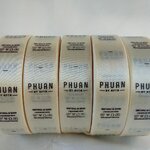 ป้ายคอเสื้อ เนื้อริบบิ้นซาติน 2.5 ซม. ริบบิ้นสีครีม s-2 พิมพ์น้ำตาล 5 ม้วน