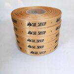 ป้ายคอเสื้อ เนื้อริบบิ้นซาติน 1.3 ซม. ริบบิ้นสีทอง 103 พิมพ์ดำ 5 ม้วน