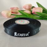 ป้ายคอเสื้อ เนื้อริบบิ้นซาติน 1.3 ซม. ริบบิ้นสีดำ 2 พิมพ์ ขาว 1 ม้วน