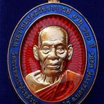 เหรียญหลวงพ่อพัฒน์ ปุญญกาโม วัดห้วยด้วน รุ่นเฮง ทวี ทรัพย์ จัดสร้างปี 2564 (รายการที่ 48) เนื้อทองแดงลงยาขอบน้ำเงิน พื้นสีแดง หมายเลข 8