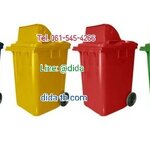 ถังขยะแยกประเภท พร้อมล้อเข็น 190 ลิตรฝา 1 ช่องทิ้ง